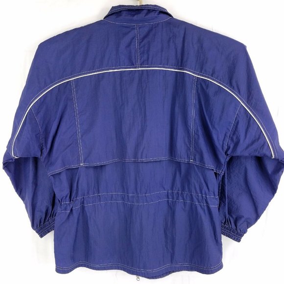 Vtg Reebok Spell Out Blue White Long Parka Nylon Windbreaker Jacket Mens Large - Picture 6 of 6